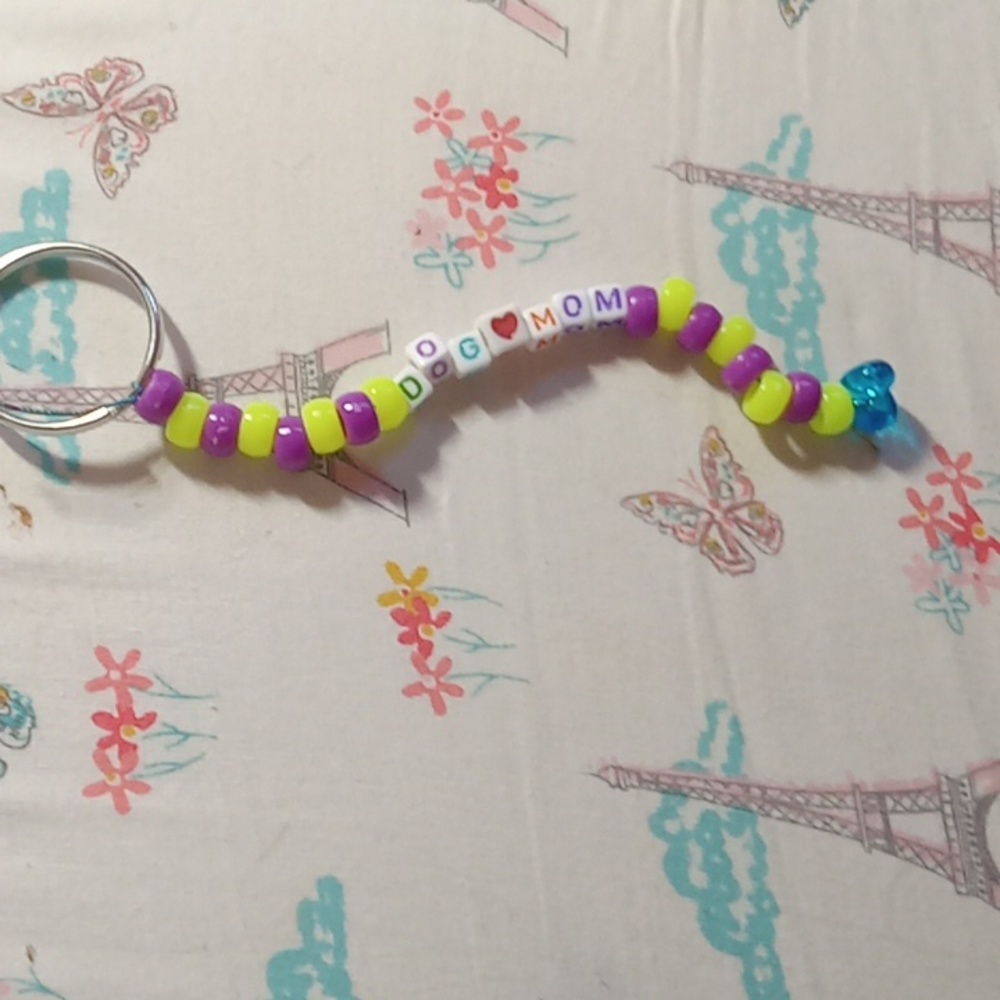 Purple and Yellow Dog mom keychain